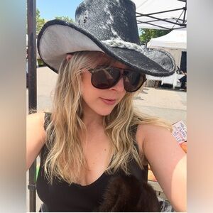 Authentic Calf Hair & Leather Cowboy Hat